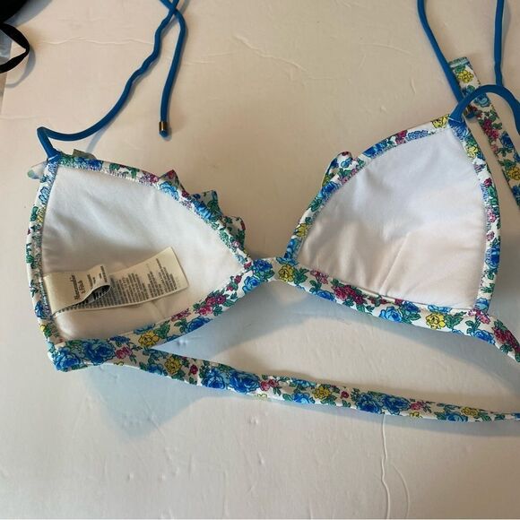 Abercrombie and Fitch ruffle flutter Bikini floral bra top padded push up Large - Picture 5 of 12